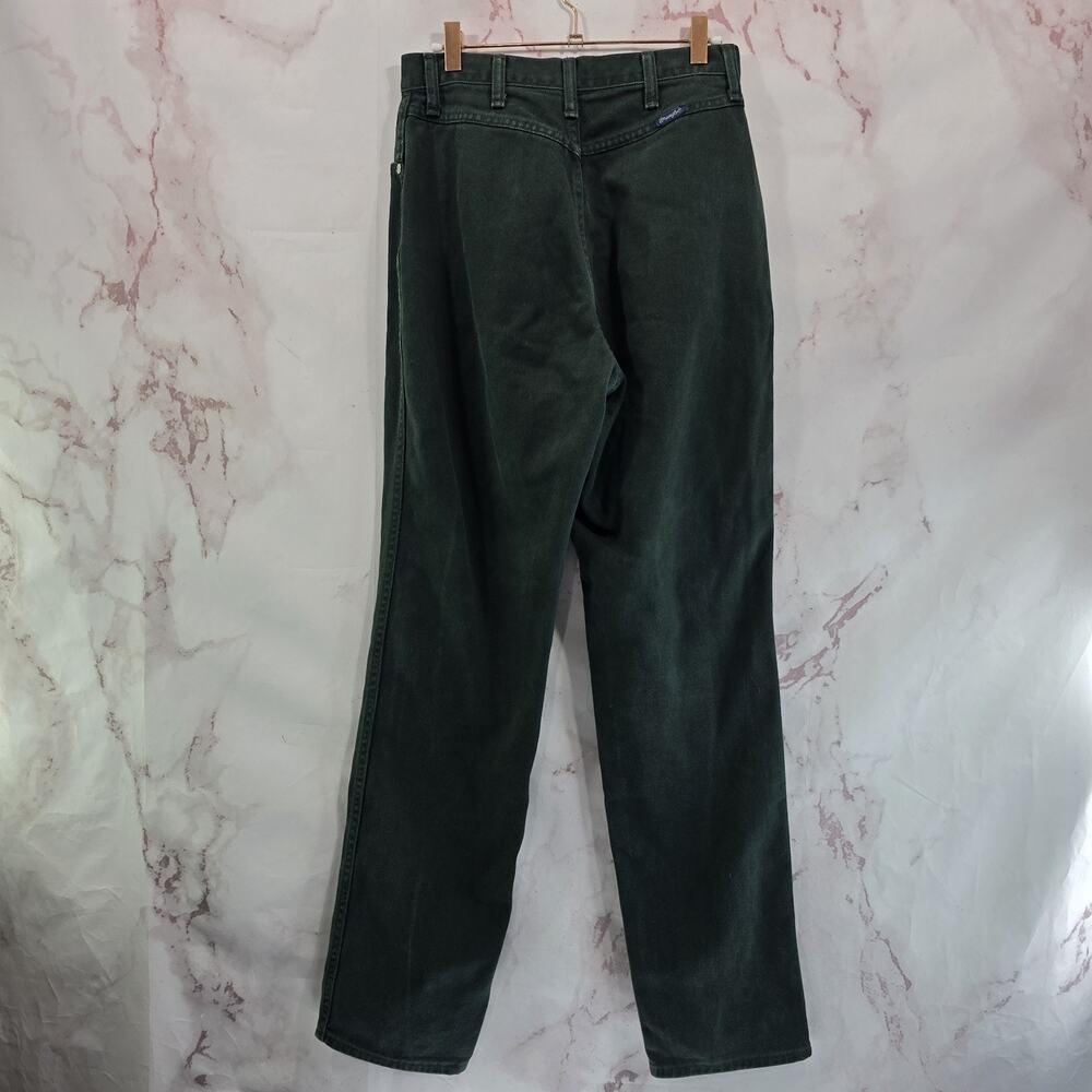 Vintage Wrangler Jeans Women 6 28x33 Dark Green Bareback High Rigid 90s Western